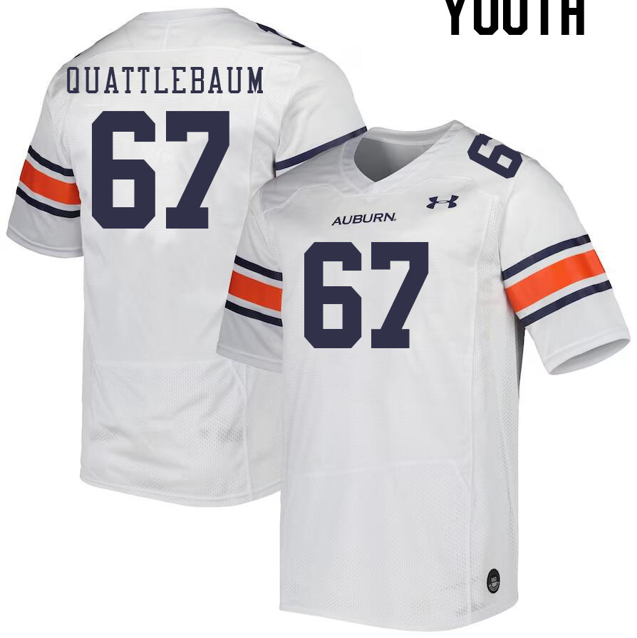 Youth #67 Jacob Quattlebaum Auburn Tigers College Football Jerseys Stitched-White